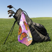 Serviette De Golf Papillons Monarque sur Arrière - plan pourpre (Vert)