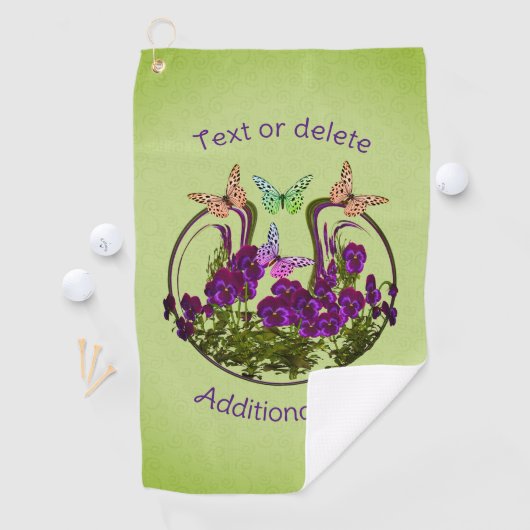 Serviette De Golf Papillons Sur L'Art Fleur Abstrait Personnalisé (En situation)