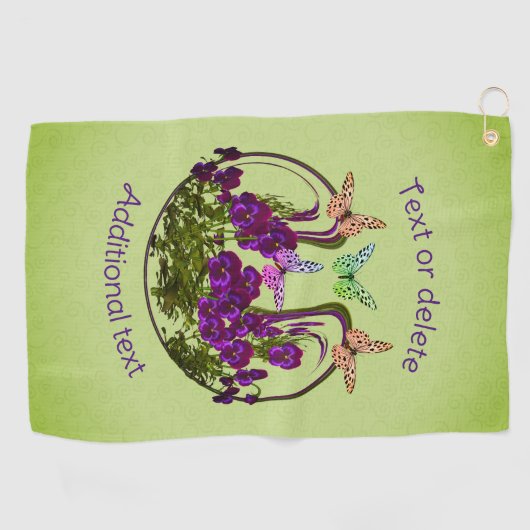 Serviette De Golf Papillons Sur L'Art Fleur Abstrait Personnalisé (Horizontal)