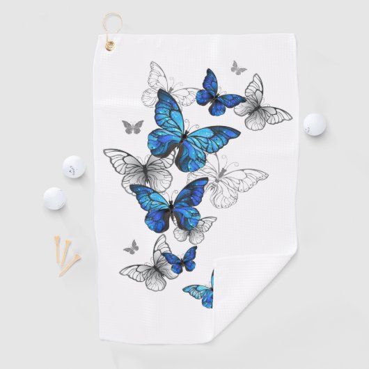 Serviette De Golf Papillons volants bleus Morpho (En situation)