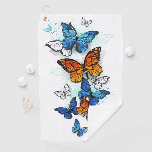 Serviette De Golf Papillons volants Morpho et Monarch (En situation)
