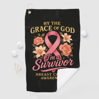 Serviette De Golf Par la grâce de Dieu survivante du cancer du sein