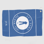 Serviette De Golf Par Tee Golfer Funny Humour Monogramme pour lui Bl (Horizontal)