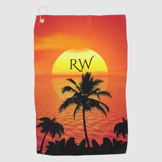 Serviette De Golf Paramètre Sun Red Tropics Palm Beach Initial (Devant)