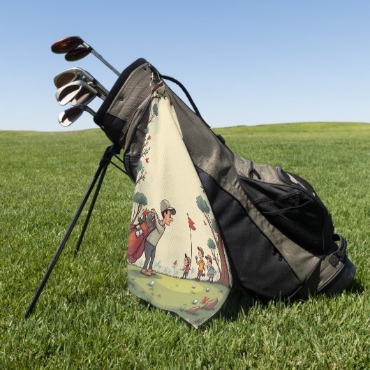 Serviette De Golf Parcours de Cartoon (Vert)
