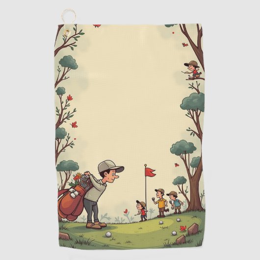 Serviette De Golf Parcours de golf de dessin animé (Devant)
