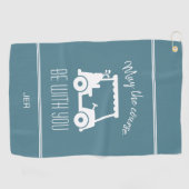 Serviette De Golf Parcours de golf Devis Turquoise Monogramme (Horizontal)