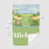 Serviette De Golf Parcours de golf tropical Monogram (En situation)