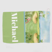 Serviette De Golf Parcours de golf tropical Monogram (Horizontal)