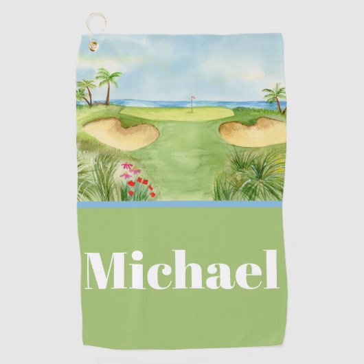 Serviette De Golf Parcours de golf tropical Monogram (Devant)