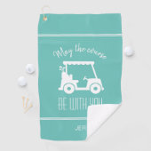 Serviette De Golf Parcours de golf Turquoise Panier Monogrammé (En situation)