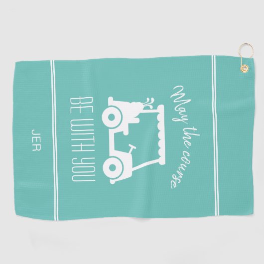 Serviette De Golf Parcours de golf Turquoise Panier Monogrammé (Horizontal)