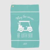 Serviette De Golf Parcours de golf Turquoise Panier Monogrammé (Devant)