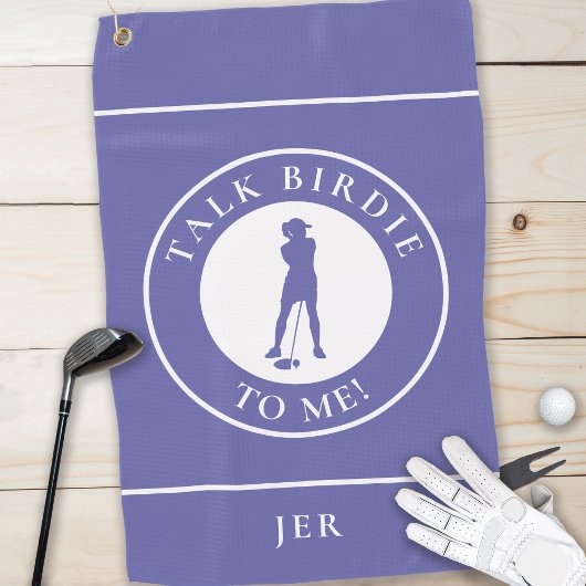 Serviette De Golf Parlez Birdie à moi drôle Golf Silhouette Periwink