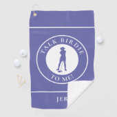 Serviette De Golf Parlez Birdie à moi drôle Golf Silhouette Periwink (En situation)