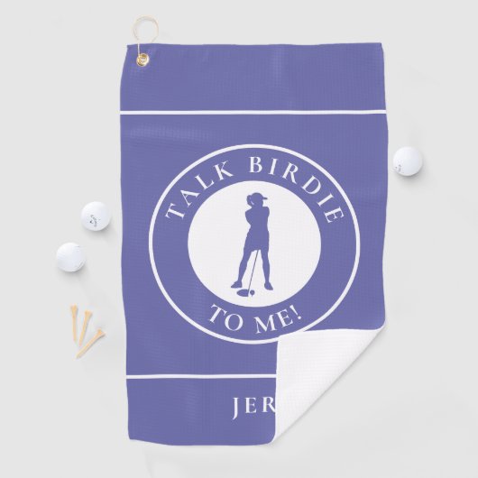 Serviette De Golf Parlez Birdie à moi drôle Golf Silhouette Periwink (En situation)