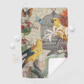 Serviette De Golf Parrot Jaune Tropical Antique Fleur (En situation)