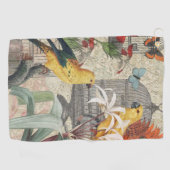 Serviette De Golf Parrot Jaune Tropical Antique Fleur (Horizontal)