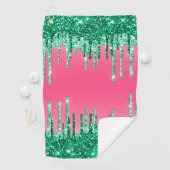 Serviette De Golf Parties scintillant à goutte verte Couleur Chic Pi (En situation)