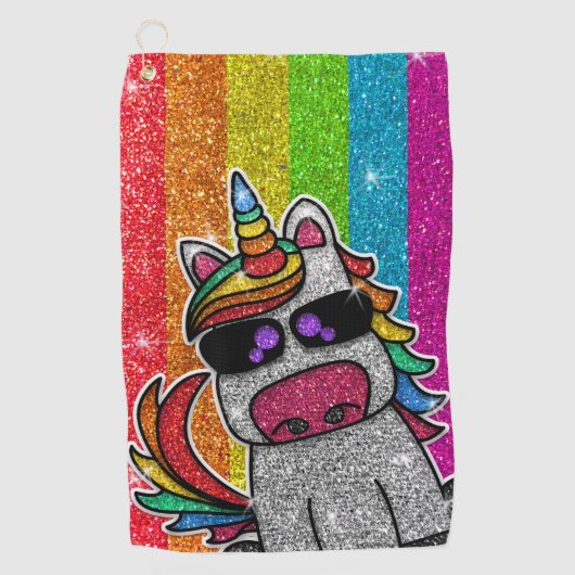Serviette De Golf Parties scintillant arc-en-ciel Unicorn Sparkly LG (Devant)