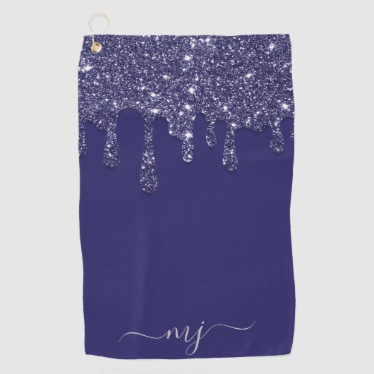 Serviette De Golf Parties scintillant bleue marine moderne élégant (Devant)