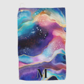 Serviette De Golf Parties scintillant colorée Agate Motif Monogramme (Devant)