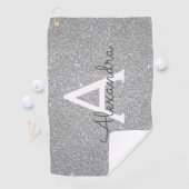 Serviette De Golf Parties scintillant d'argent et nom du monogramme (En situation)
