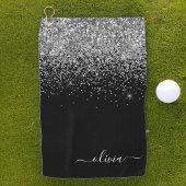 Serviette De Golf Parties scintillant d'argent noir Monogramme de fi