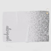 Serviette De Golf Parties scintillant d'argent personnalisée Nom du  (Horizontal)