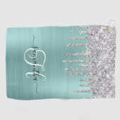 Serviette De Golf Parties scintillant de séchage d'argent monogramme (Horizontal)