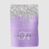 Serviette De Golf Parties scintillant de séchage en argent de Lavand (Devant)