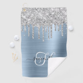 Serviette De Golf Parties scintillant de séchage monogramme bleu cla (En situation)