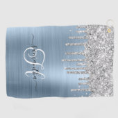 Serviette De Golf Parties scintillant de séchage monogramme bleu cla (Horizontal)