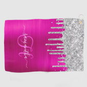 Serviette De Golf Parties scintillant de séchage monogramme rose et  (Horizontal)