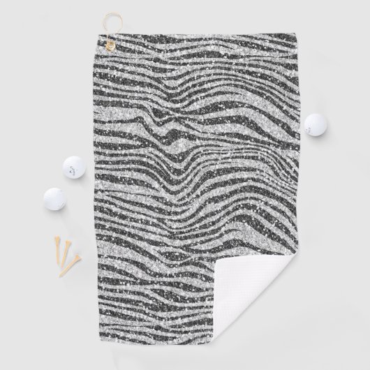 Serviette De Golf Parties scintillant d'impression Silver Black Glit (En situation)