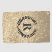 Serviette De Golf Parties scintillant D'Or Avec Monogramme (Horizontal)