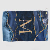 Serviette De Golf Parties scintillant d'or bleu marine moderne Agate (Horizontal)