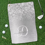 Serviette De Golf Parties scintillant en métal brossé argenté Nom du<br><div class="desc">Personnalisez facilement ce design chic et branché de serviettes de golf avec une jolie parties scintillant brillante en argent sur un arrière - plan métallique brossé en argent.</div>