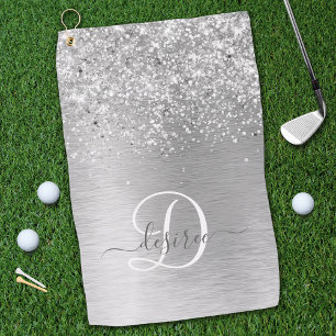 Serviette De Golf Parties scintillant en métal brossé argenté Nom du