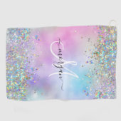 Serviette De Golf Parties scintillant holographique Rainbow Pastels  (Horizontal)