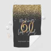 Serviette De Golf Parties scintillant moderne noir et or 60e anniver (En situation)