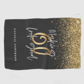 Serviette De Golf Parties scintillant moderne noir et or 60e anniver (Horizontal)