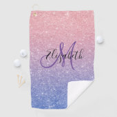 Serviette De Golf Parties scintillant Ombre Tendance Monogram Cadeau (En situation)