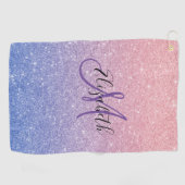 Serviette De Golf Parties scintillant Ombre Tendance Monogram Cadeau (Horizontal)