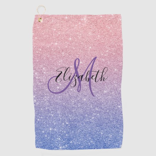 Serviette De Golf Parties scintillant Ombre Tendance Monogram Cadeau (Devant)