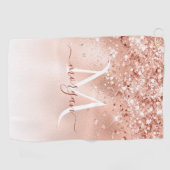 Serviette De Golf Parties scintillant Peach Rose or Monogramme (Horizontal)