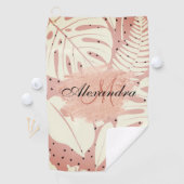 Serviette De Golf Parties scintillant rose Feuilles tropicaux (En situation)