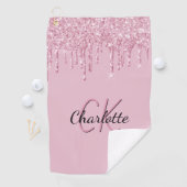 Serviette De Golf Parties scintillant rose goutte nom monogramme per (En situation)