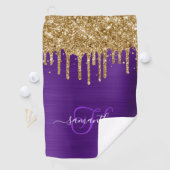 Serviette De Golf Parties scintillant royale violet monogramme de go (En situation)