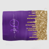 Serviette De Golf Parties scintillant royale violet monogramme de go (Horizontal)